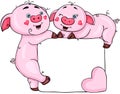 Valentine frame with cute pigs Royalty Free Stock Photo