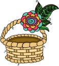 Wicker basket empty with flower Royalty Free Stock Photo