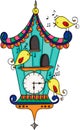 Wood cuckoo clock with yellow birds