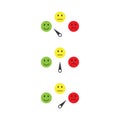 Scale with arrow from green to red and smileys. Evaluation icon. Colored scale of emotions. Measuring device icon sign. Vector Royalty Free Stock Photo