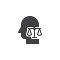 Scale balance in human head vector icon Royalty Free Stock Photo