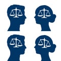 Scale balance in human head vector set Royalty Free Stock Photo
