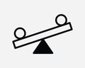 Scale Balance Icon. See Saw Fair Justice Judgement Balancing Weight Seesaw Bar Measurement Black White Graphic Clipart Vector EPS