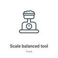 Scale balanced tool outline vector icon. Thin line black scale balanced tool icon, flat vector simple element illustration from Royalty Free Stock Photo