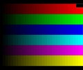A scale black to bright color gradation pattern holizontal row of mix color RGB and CMY