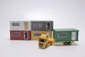 A scale of cargo with lorry, moving and logistics theme