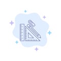 Scale, Construction, Pencil, Repair, Ruler, Clip Blue Icon on Abstract Cloud Background