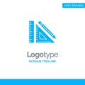 Scale, Construction, Pencil, Repair, Ruler, Clip Blue Solid Logo Template. Place for Tagline