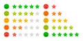 Scale with emoji and stars. Service for rating, survey and feedback from customer. Smiley with level of satisfaction. Happy or bad