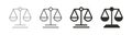 Scale icon. Scales of justice flat icon set. Royalty Free Stock Photo