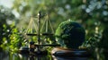 The Gavel and Globe Balance. AI generated Royalty Free Stock Photo
