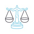 scale of justice line icon, outline symbol, vector illustration, concept sign Royalty Free Stock Photo