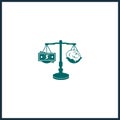 Scale of Justice Negative Space in brain simple icon