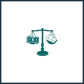 Scale of Justice Negative Space in brain simple icon Royalty Free Stock Photo