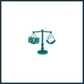 Scale of Justice Negative Space in brain simple icon Royalty Free Stock Photo