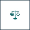 Scale of Justice Negative Space in brain simple icon