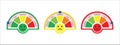 scale level measurement monitor with emoticon display. danger level meter. five level step risk meter measure. vector illustration