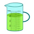 Scale measuring jug 750ml. with measuring scale. Beaker for chemical experiments in the laboratory. Royalty Free Stock Photo