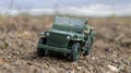 Scale model toy wartime Jeep outdoor Royalty Free Stock Photo
