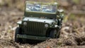 Scale model toy wartime Jeep outdoor Royalty Free Stock Photo