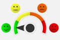 Scale from red to green with arrow and scale of emotions, isolated background Royalty Free Stock Photo