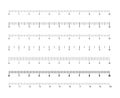 Scale for the ruler, metric. A set of size indicators. Inch and metric rulers. Centimeters and inches