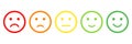 Scale of satisfaction, mood faces, happy. Survey, customer emotion feedback. Vector emoji bad, sad, angry and good smile rating Royalty Free Stock Photo