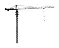 Scale tower crane vector silhouette isolated. Building machine on construction site. Tower construction crane for container.