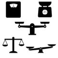 Scale and weight icons set. scales of justice icon white background. weighing machine symbol. law scale sign. compare logo symbol Royalty Free Stock Photo