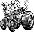 Cartoon style rat driving a custom hot rod car Royalty Free Stock Photo