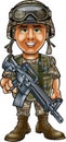 Cartoon style soldier in uniform and battlegear Royalty Free Stock Photo