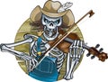 Skeleton hillbilly playing the fiddle Royalty Free Stock Photo