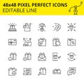 Gift Boxes, Presents and Discount. Pixel Perfect Editable Set 48x48. Vector