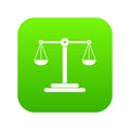 Scales balance icon digital green