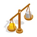 Scales with coins icon, isometric 3d style Royalty Free Stock Photo