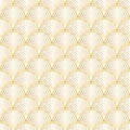 Scales golden wavy seamless pattern. Turquoise textured background for textile, wallpaper, wrapping. Japanese Royalty Free Stock Photo