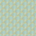 Scales golden wavy seamless pattern. Turquoise textured background for textile, wallpaper, wrapping. Japanese Royalty Free Stock Photo