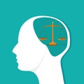 Scales in the human head. A fair idea. Vector illustration Royalty Free Stock Photo