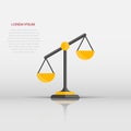 Scales icon in flat style. Libra vector illustration on isolated background. Mass comparison sign business concept Royalty Free Stock Photo