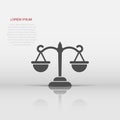 Scales icon in flat style. Libra vector illustration on isolated background. Mass comparison sign business concept Royalty Free Stock Photo
