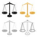 Scales for jewelry. Weights for measuring punishment.Prison single icon in cartoon style vector symbol stock Royalty Free Stock Photo