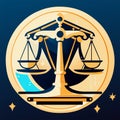 Scales of justice on a blue background. Vector illustration in flat style. AI generated Royalty Free Stock Photo