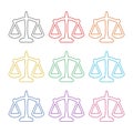 Scales of justice color icon set for web design isolated on white background Royalty Free Stock Photo