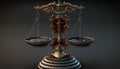 Scales of justice on a dark background. 3d illustration. Royalty Free Stock Photo