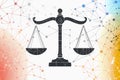 Scales of Justice with Digital Network