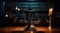 Symbolising law, fairness, and equality. Ideal for legal and justice related concepts Scales of Justice in a court hall