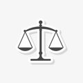Scales of justice flat sticker, simple vector icon