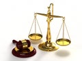 Scales of justice and gavel. Royalty Free Stock Photo