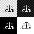 Scales of justice, gavel and book icon isolated on black, white and transparent background. Symbol of law and justice Royalty Free Stock Photo