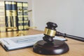 Scales of justice and Gavel on sounding block, object and law bo Royalty Free Stock Photo